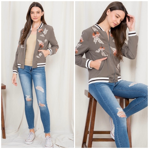 Dusty Olive Embroidered Varsity Scholar Preppy Jacket - Picture 10 of 10